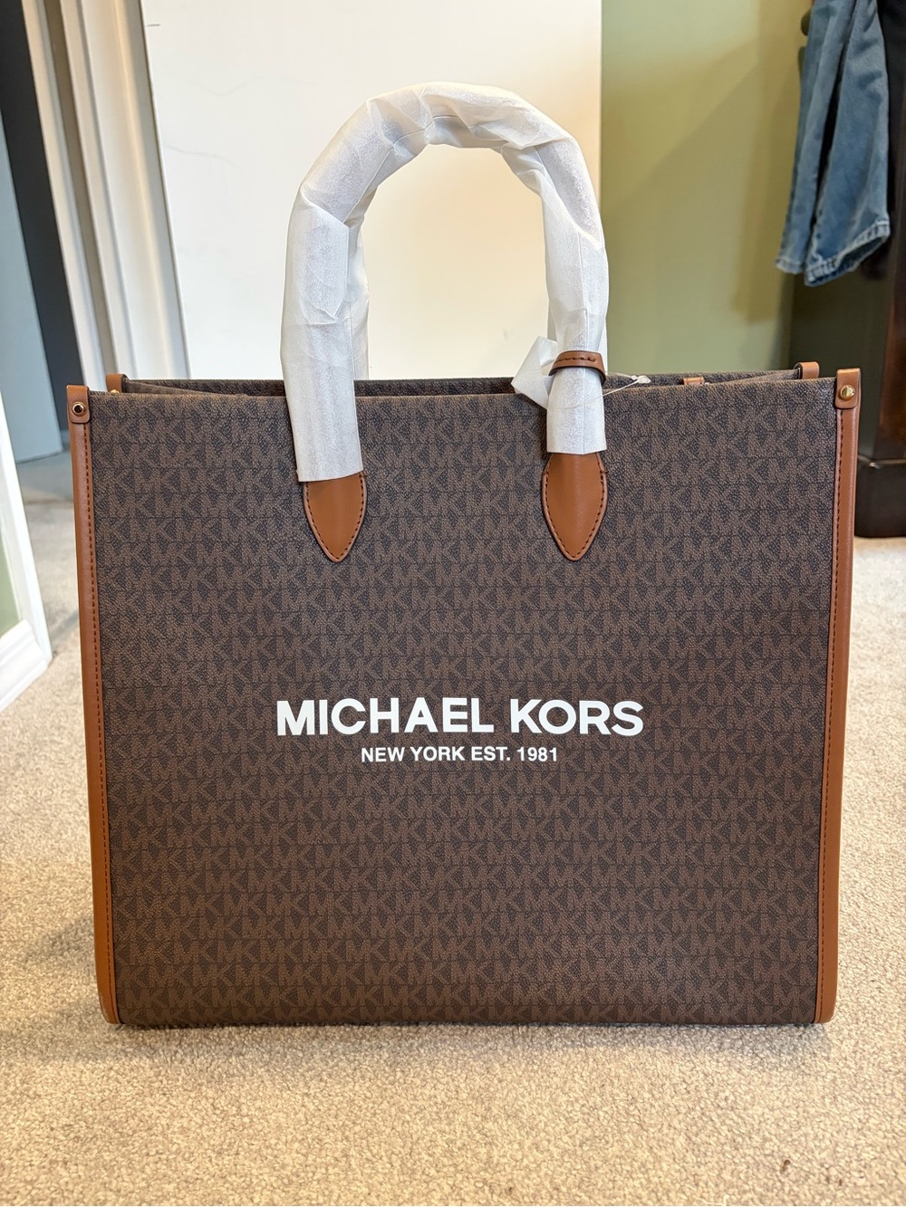 Michael Kors Brown and Tan Logo Tote